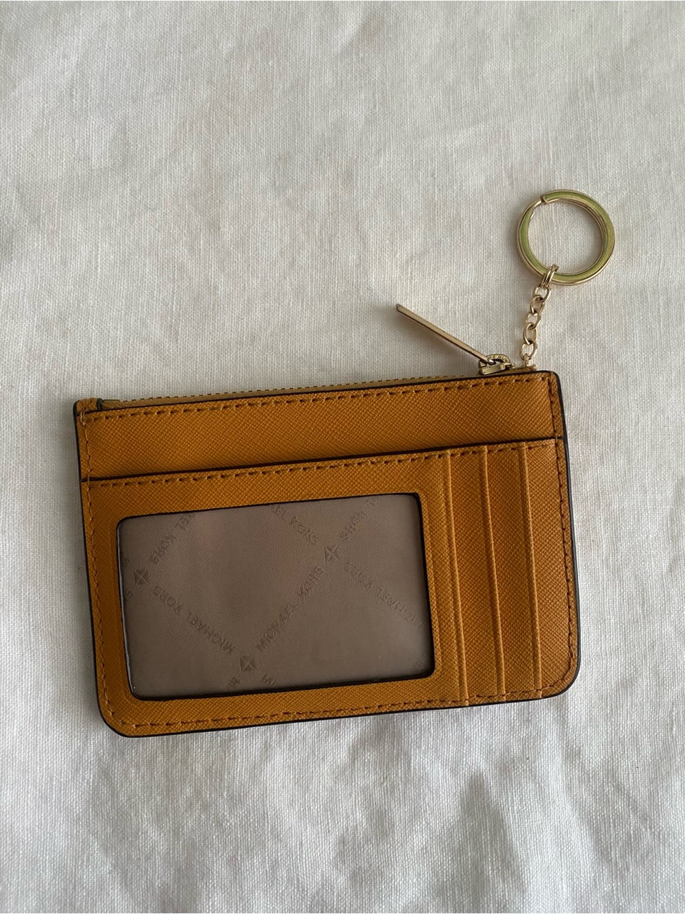 Michael Kors Yellow Saffiano Leather Card Case with Key Ring - Picture 2 of 5